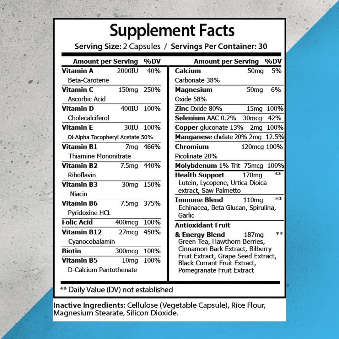 Supplement facts for Pure Immunity