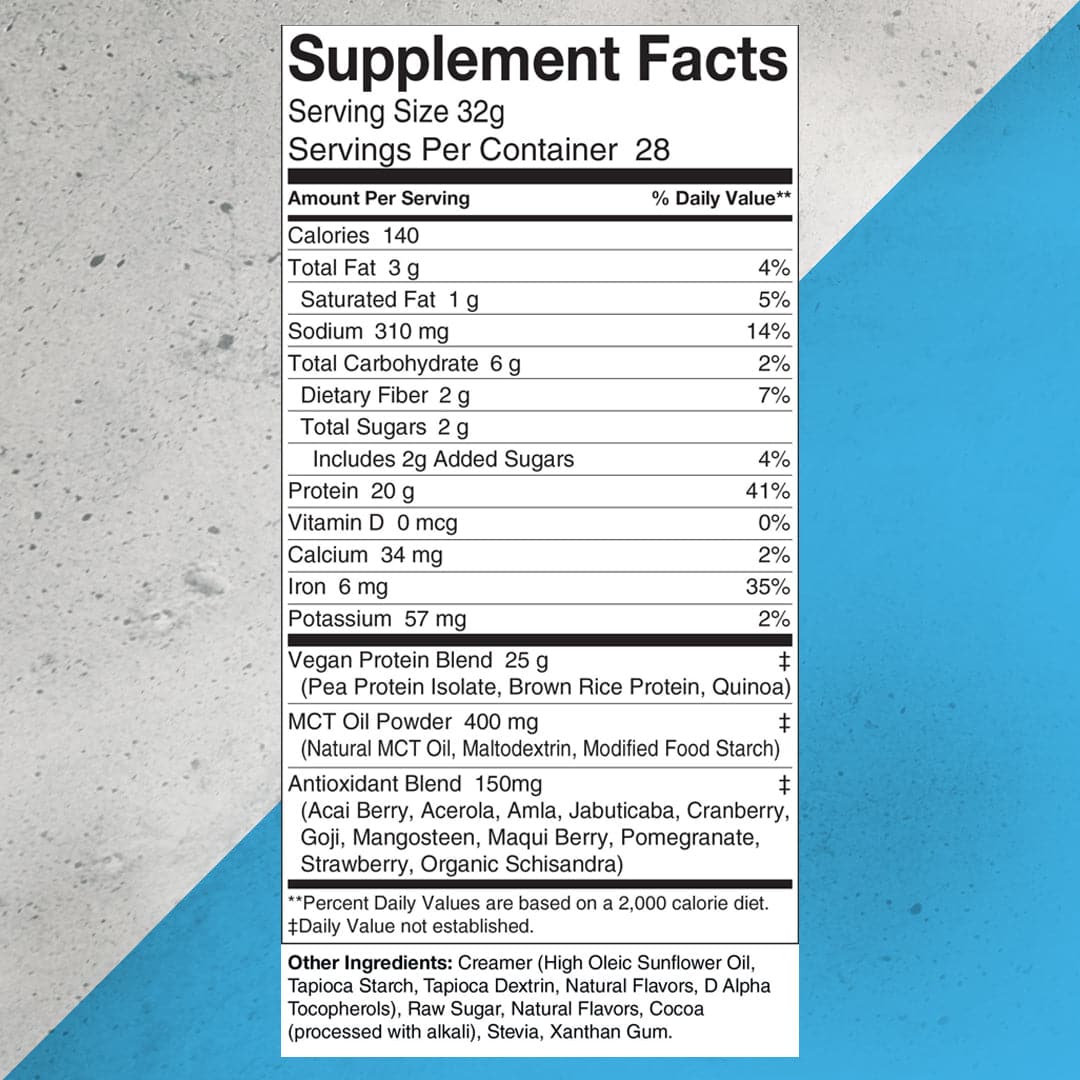 Supplement facts for Pure Vegan by Pure Cut Supplements